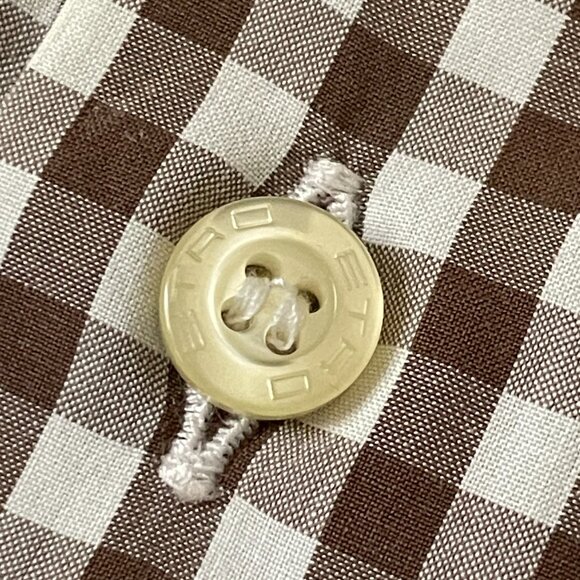 Etro Men's 100% Cotton Brown White Checkered Plaid Shirt-Sz.43 (XL) - Picture 4 of 10